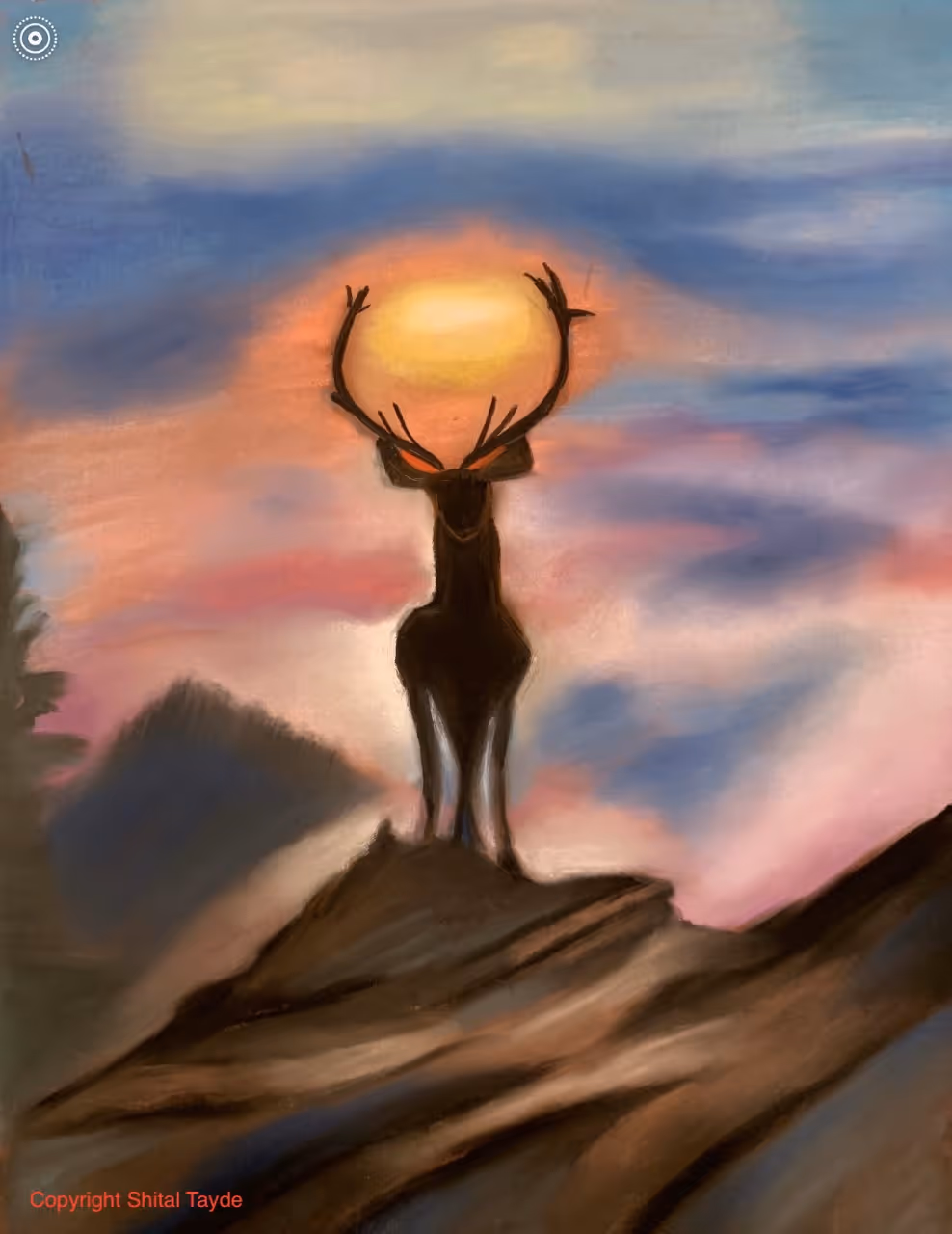 Deer Sunset painting by Shital Tayde