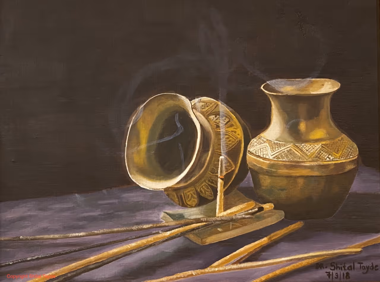 Golden Pots painting by Shital Tayde