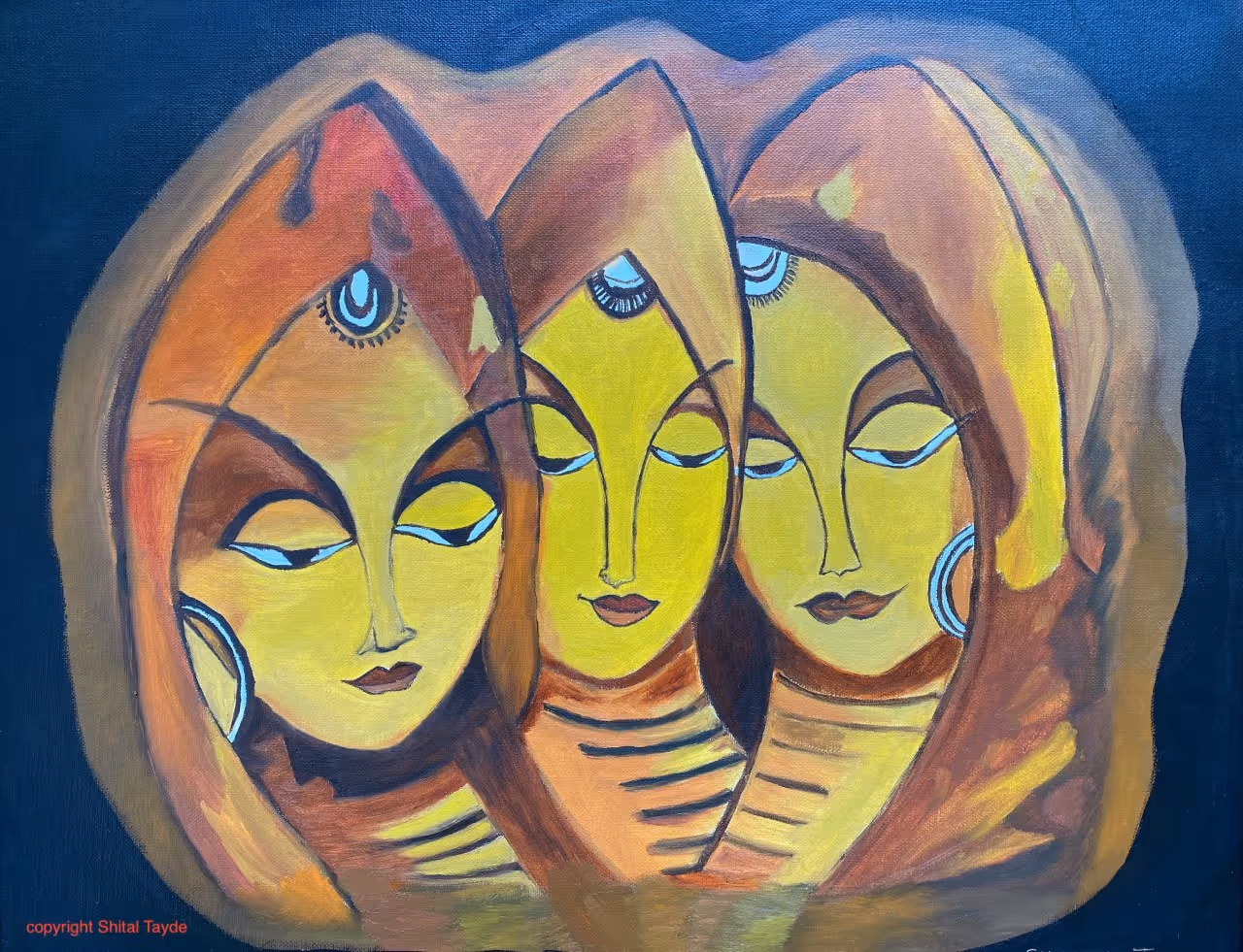 Three Beauties painting by Shital Tayde