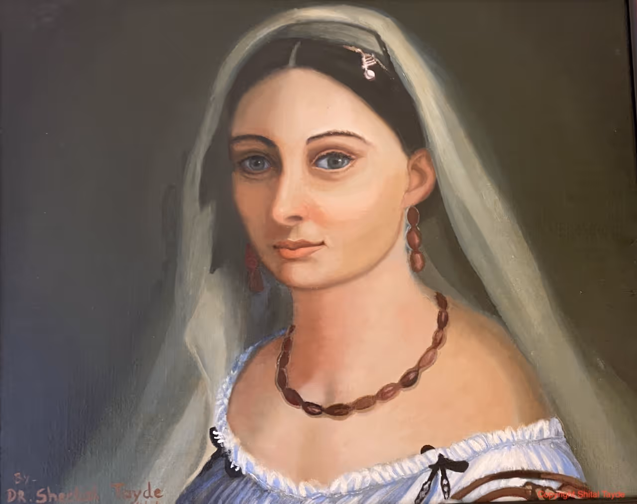 Woman with a Veil (after Raphael) painting by Shital Tayde